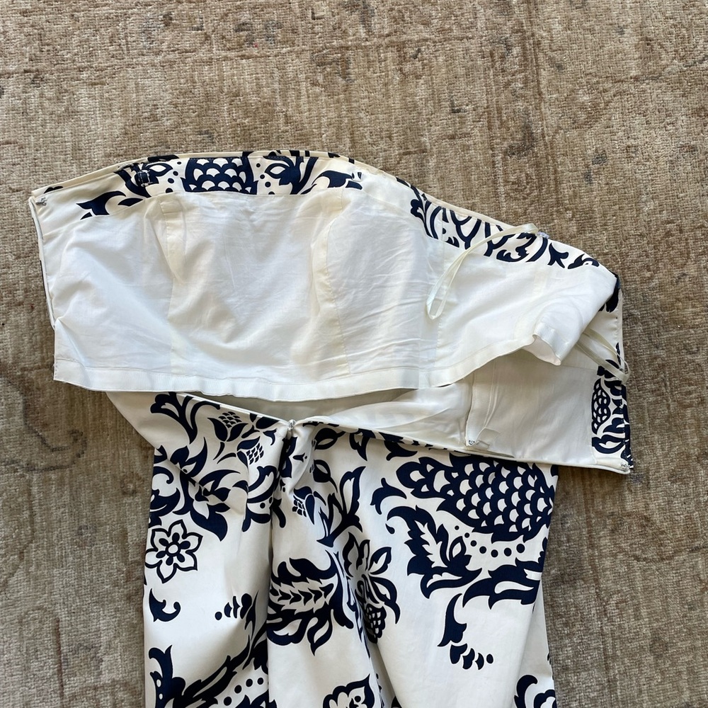 CottonSaint Tropez West Navy and White Midi Dress. Lined. - Picture 9 of 10